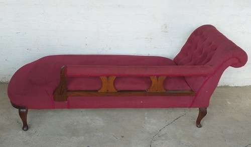 A wonderful antique Edwardian solid Teak Queen Anne Chaise Lounge sofa