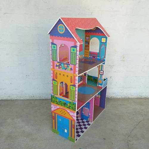An incredible large (115cm high) dolls house with various rooms and dolls house funiture