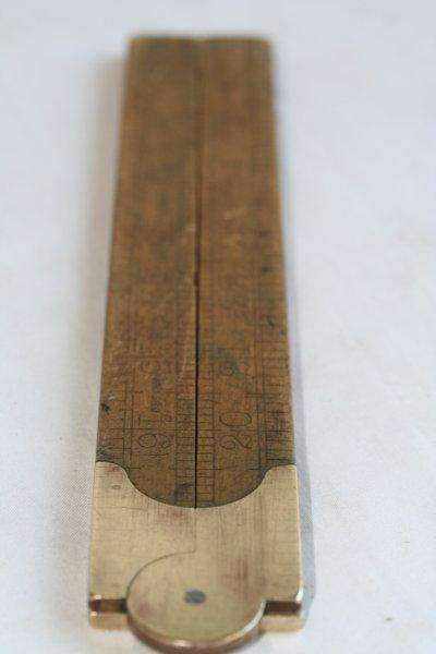 VINTAGE BRASS AND WOOD FOLDING RULER!!! TOTALLY AWESOME; VERY RARE ...
