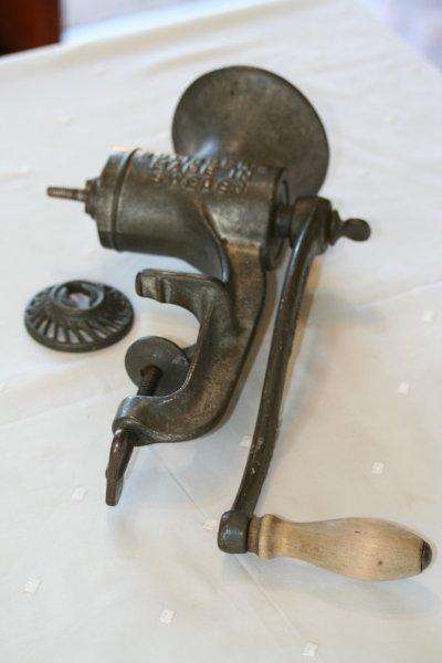 VINTAGE MEAT MINCER... the detail is amazing and this is definitely different and rare!!!