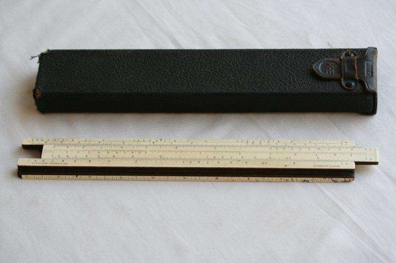 VINTAGE WOOD SLIDE RULER AND ORIGINAL CASE!!! TOTALLY AWESOME; VERY RARE ...