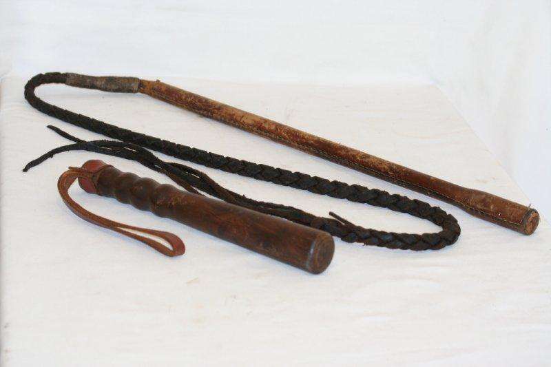 AWESOME VERY OLD POLICE BATON AND OLD LEATHER WHIP!!! THESE ARE VERY COOL...