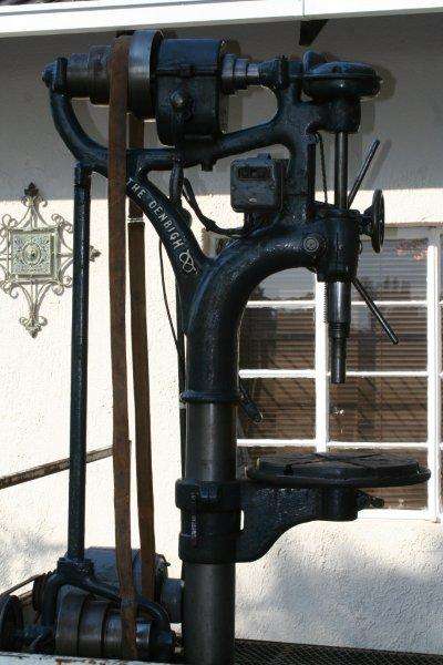 ANTIQUE "THE DENBIGH" DRILL PRESS!! THIS WORKED WITH LEATHER BELTS... SOMETHING REALLY SPECIAL!!!