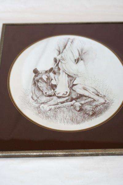 HORSES... BEAUTIFUL OLD MIRROR OF A MOTHER AND HER FOAL IN A FRAME!!! VERY NICE...