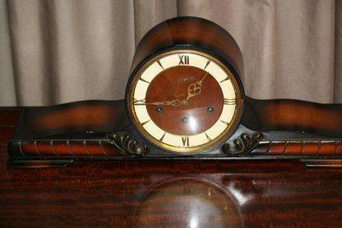 STUNNING SCHATZ GERMAN MANTEL CLOCK circa1950's... THIS IS  VERY BEAUTIFUL AND WORKS PERFECTLY!