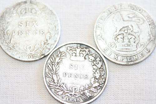 3 x 6 PENCE COINS - c1845!!!!!!! GREAT CONDITION...BID PER COIN! GET THEM NOW, WILL ALL BE GONE SOON