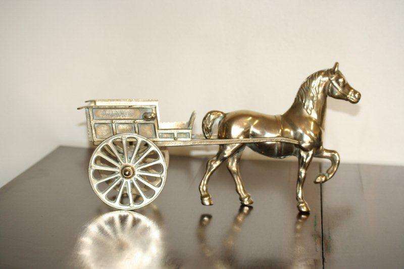 STUNNING LARGE SOLID BRASS HORSE & CARRIAGE!!! THIS IS AWESOME PIECE!!!