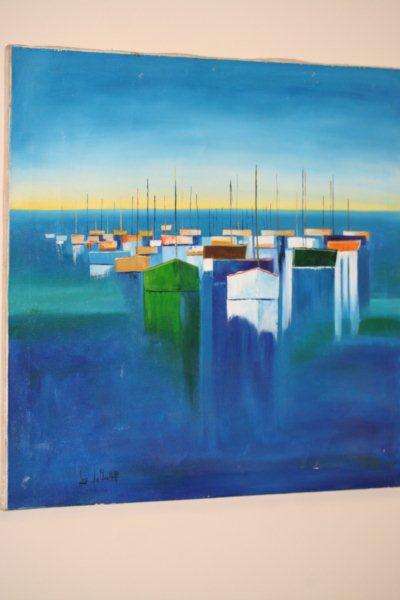 STUNNING LARGE ABSTRACT SAILING OIL PAINTING ON CANVAS!! VERY BEAUTIFUL AND SELLING FOR A BARGAIN...