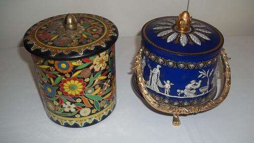 TWO STUNNING UNUSUAL VINTAGE METAL BISCUIT TINS: GREAT FOR A SERIOUS TIN COLLECTOR