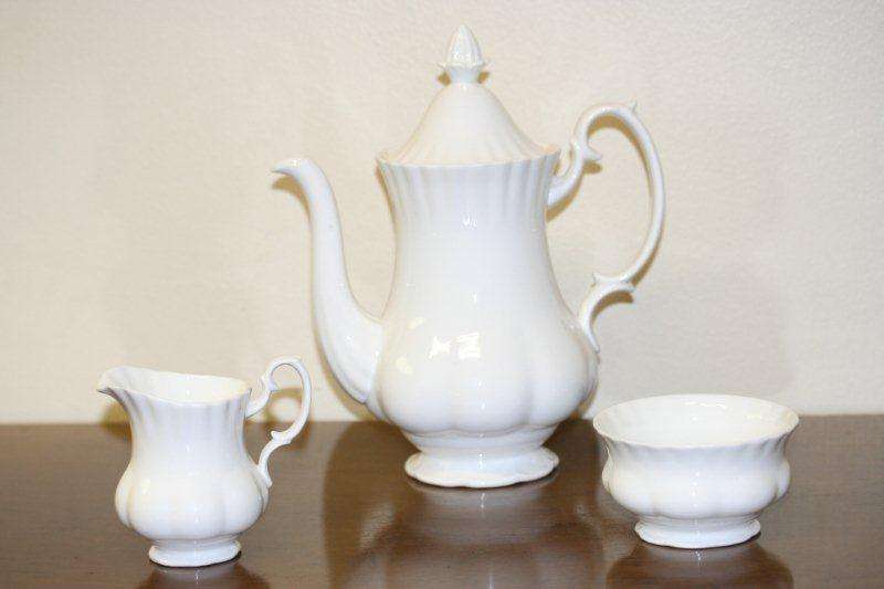 WOW!!! ROYAL ALBERT PURE WHITE TEA SET!!! TIMELESS, ELEGANT & THE VERY BEST QUALITY AVAILABLE!!!