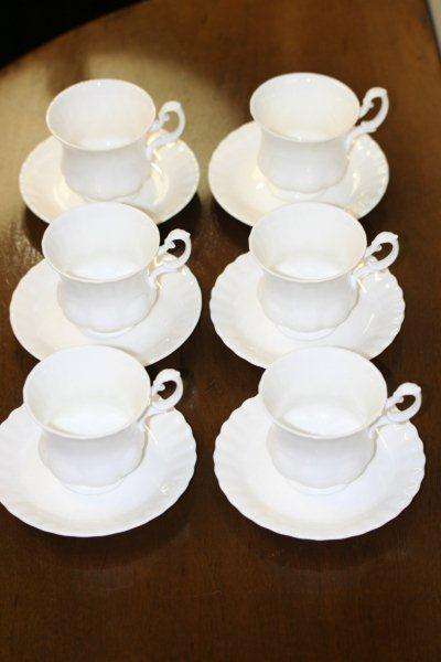 WOW! ROYAL ALBERT PURE WHITE TEA CUPS & SAUCERS! TIMELESS, ELEGANT & THE VERY BEST QUALITY AVAILABLE