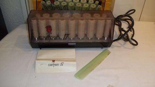 A BLAST FROM THE PAST!!! A VINTAGE SET OF CARMEN 17 CURLERS IN THEIR ORIGINAL BOX WITH ACCESSORIES