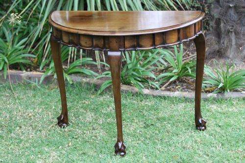 A GORGEOUS SOLID STINKWOOD BALL & CLAW HALF-MOON TABLE IN GREAT CONDITION!!! WOW!!!