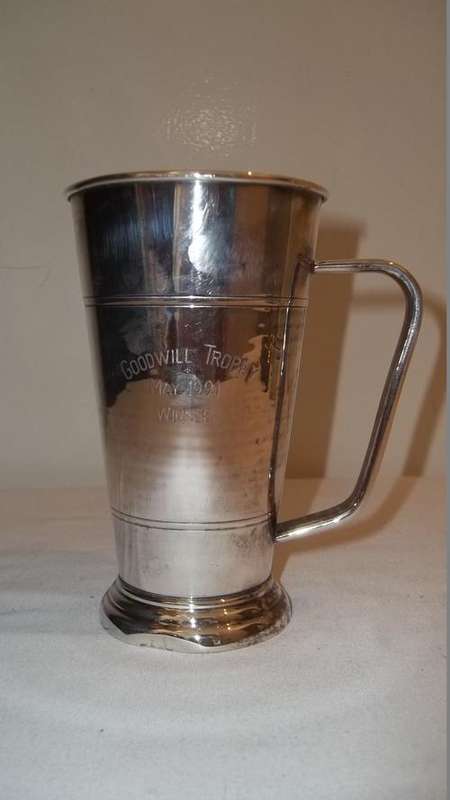 BEAUTIFUL EMESS OF ENGLAND SILVER PLATED "GOODWILL WINNER" MAY 1991 TROPHY