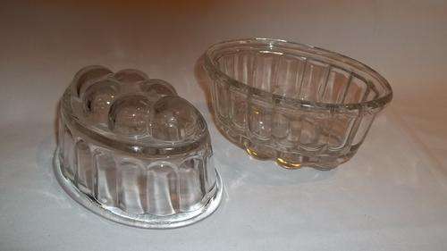 TWO AMAZING ART DECO SOLID GLASS JELLY MOULDS - THIS IS SUCH AN AWESOME FIND!!!