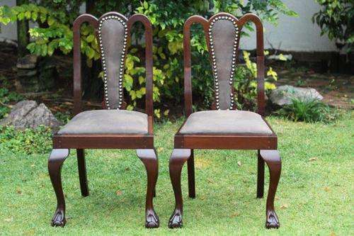 STUNNING PAIR OF ANTIQUE BALL & CLAW LEATHER UPHOLSTERED CHAIRS!!! AWESOME FURNITURE. BID PER CHAIR!