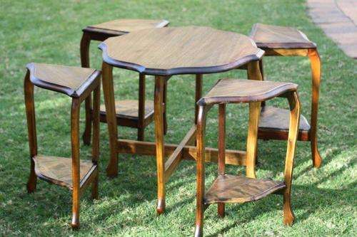 WOW! WOW! WOW! STUNNING ANTIQUE 5pce SIDE TABLE SET IN FANTASTIC CONDITION!!! AWESOME FURNITURE