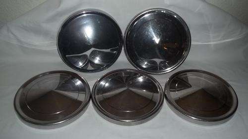 A STUNNING SET OF FIVE VINTAGE CHROME PLATED HUBCAPS - IDEAL FOR A RESTORER OR COLLECTOR