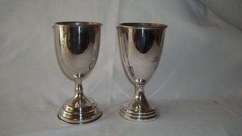 TWO ABSOLUTELY STUNNING LARGE EPNS SILVER PLATED GOBLETS - THEY ARE QUITE UNUSUAL