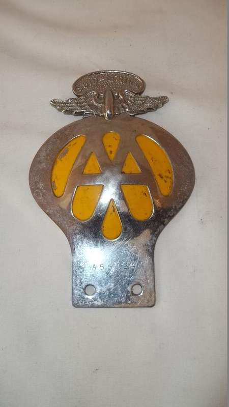 AWESOME VINTAGE CHROMED AUTOMOBILE ASSOCIATION (AA) OF SOUTH AFRICA NUMBERED CAR BADGE