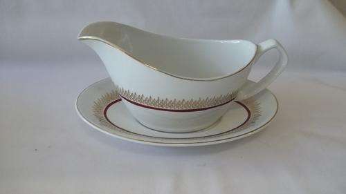 AWESOME VINTAGE ALFRED MEAKIN GLO-WHITE SERIES PLATED GRAVY BOAT - COOL YOUNGER DESIGN