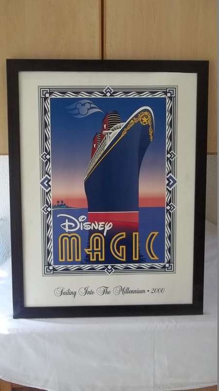 A STUNNING DISNEY MAGIC CRUISE SHIP "SAILING INTO THE MILLENIUM 2000" POSTER IN A BLACK FRAME