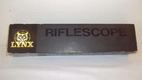 A LYNX 6X40DM MATT BLACK WIDE ANGLE SERIES RIFLE SCOPE IN IT'S ORIGINAL PACKAGING AND BOX