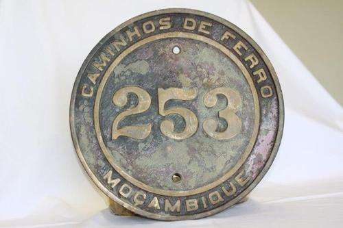 WOW!!! ANITIQUE "CAMINHOS DE FERRO - MOCAMBIQUE" LOCOMOTIVE NUMBER PLATE!!! THIS IS RARE!!!!!!!!!!!!
