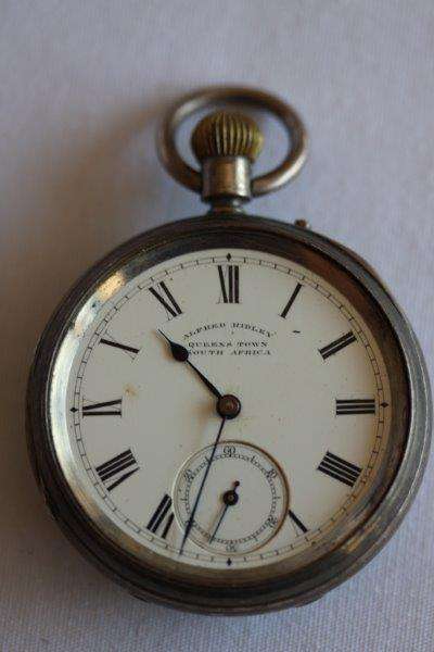 WOW! AN ANTIQUE c1882 'ALFRED RIDLEY OF QUEENSTOWN SOUTH AFRICA' HALLMARKED 800 SILVER POCKET WATCH!