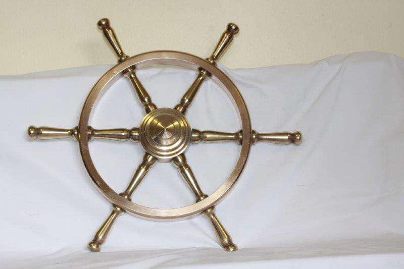 A STUNNING SOLID BRASS SHIPS WHEEL - WEIGHS 8.5kg!!! THIS IS TOTALLY AWESOME AND HUGELY COLLECTABL!!