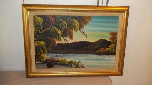 A VERY UNUSUAL STUNNING "SURREAL" FRAMED OIL ON CANVAS LANDSCAPE PAINING BY ARTIST SALIMUS