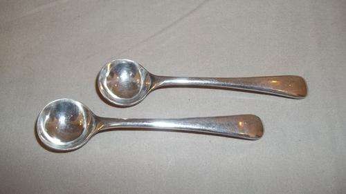 TWO AMAZING ANTIQUE (1877 TO 1898) SHEFFIELD NICKEL & SILVER PLATING CO LTD MINT & MUSTARD SPOONS