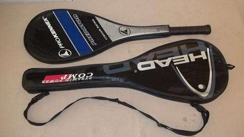 TWO AWESOME SQUASH RACQUETS (HEAD PYRAMID POWER 150 & PROKENNEX PREDATOR) WITH PROTECTIVE COVERING