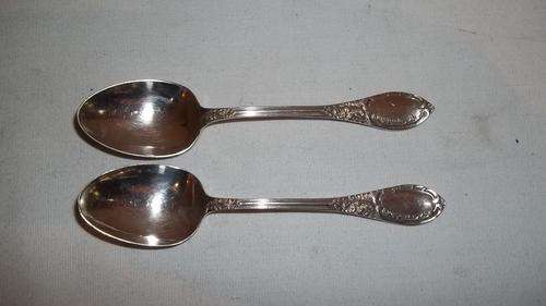 TWO MAGNIFICENT VINTAGE EPNS SILVER PLATED TEASPOONS WITH INCREDIBLE DETAILING - THEY ARE AWESOME