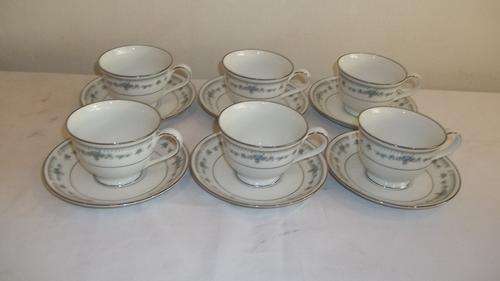 AN AWESOME NORITAKE OF JAPAN "NITTO WARE" "ROSALINDA" PATTERN SET OF SIX CUPS AND SAUCERS