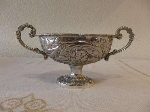 A SUPERB CAST SILVER METAL URN SHAPED BOWL WITH AWESOME DESIGN WORK