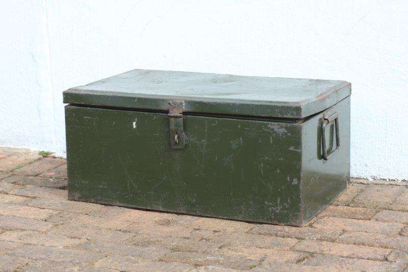 AN AWESOME VINTAGE MILITARY "TROMMEL" TRUNK IN FAIR CONDITION!!! AWESOME!!!