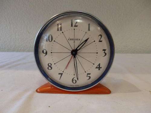 AN AWESOME CHELSEA 2 RETRO VINTAGE (1960/1970's) BRIGHT ORANGE WIND UP ALARM CLOCK IN WORKING ORDER