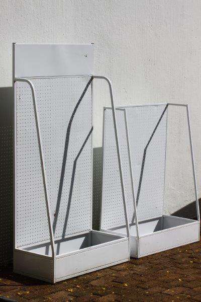 WOW!!! TWO AWESOME POWDER COATED PEG BOARD DISPLAY STANDS WITH EXTRA PACKING! AWESOME! BID FOR EACH!