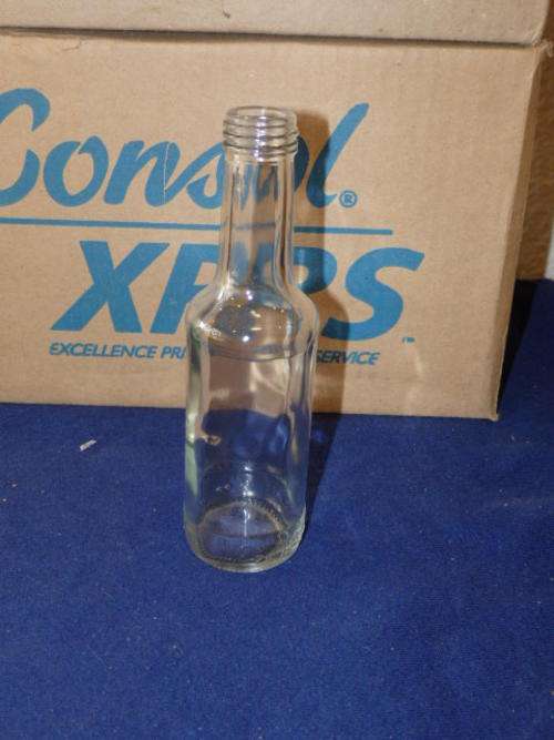 TWO BOXES (24 BOTTLES PER BOX) OF CONSOL GLASS 125ml CLEAR GLASS WORCESTER SAUCE BOTTLES
