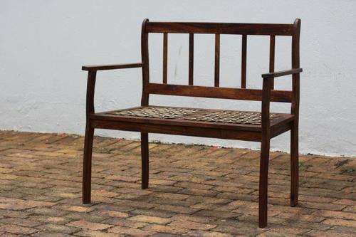 A STUNNING, EXCEPTIONAL 2-SEATER STINKWOOD RIEMPIE BENCH IN EXCELLEN CONDITION! AWESOME FURNITURE!!!