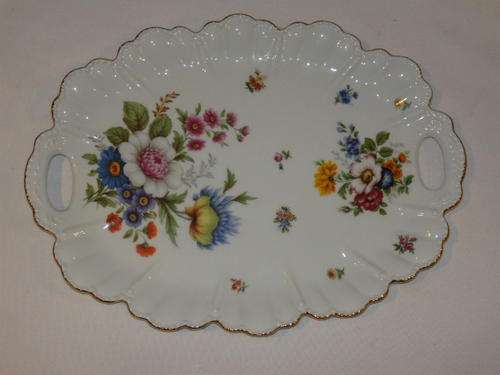 AN EXQUISITE VINTAGE "DRESDEN ECHLES PORZELLAN" OF GERMANY PORCELAIN PLATE WITH WILD FLOWERS