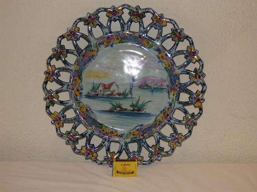 A MAGNIFICENT ORIGINAL PORTUGUESE "MAJOLICA" EPL ALCOBACA POTTERY HAND PAINTED VESTAL No. 232
