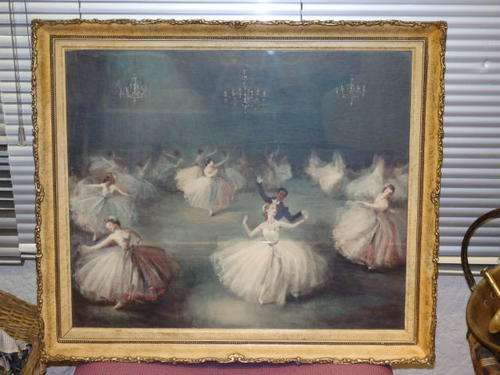 AN EXQUISITE PRINT OF AN ORIGINAL PAINTING BY CARLOTTA EDWARDS TITLED "LA VALSE" IN AN ORNATE FRAME
