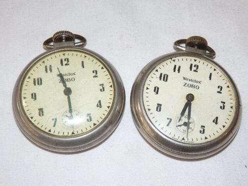 ***JOB LOT*** TWO AWESOME VINTAGE WESTCLOX ZOBO POCKET WATCHES - IDEAL FOR SPARES
