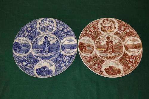 TWO MAGNIFICENT ROYAL FALCON IRONSTONE "SCOTTISH" PLATES WITH WELL KNOWN SCOTTISH LANDMARKS