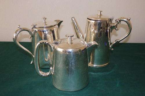 WOW! THREE RARE c1900's(?) SOUTH AFRICAN RAILWAYS EPNS TEA POTS IN GREAT CONDITION! VERY COLLECTABLE