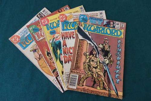 AN AWESOME COLLECTION OF FIVE VINTAGE "WARLORD" COMIC BOOKS = AN AWESOME ADDITION TO YOUR COLLECTION