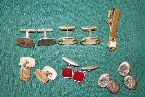*** JOB LOT *** AN AWESOME COLLECTION OF 5 PAIRS OF MENS VINTAGE CUFFLINKS AND A TIE PIN