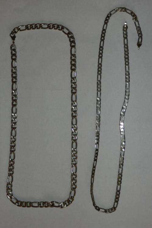 TWO AWESOME "BROADER" SILVER GENTS NECK CHAINS WITH A 3/1 LINK COMBINATION